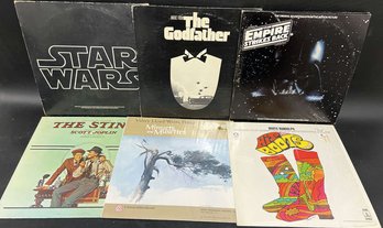 (6) Vinyl Records Collection, Star Wars, The Sting, Hit Boots, Minuets, And Musettes, The Godfather And More