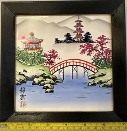 Hand Decorated 4-season Tile Picture Framed - 7in