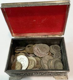 Train-Themed Trinket Box With Collection Of Coins - 4' Length Box