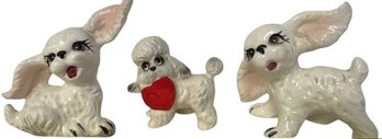 Collection Of Ceramic Poodle Figurines (3 Pcs)