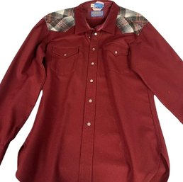 Pendleton High Grade Western Wool Pearl Snap Mens Flannel Shirt (Medium)