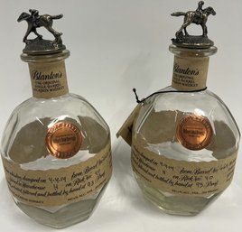 (2) Blanton's Kentucky Bourbon Whiskey Bottle With Topper And Original Label