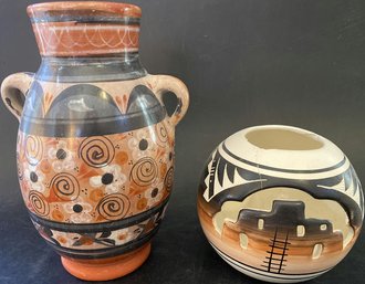 (2) Southwestern-style Pottery Pieces