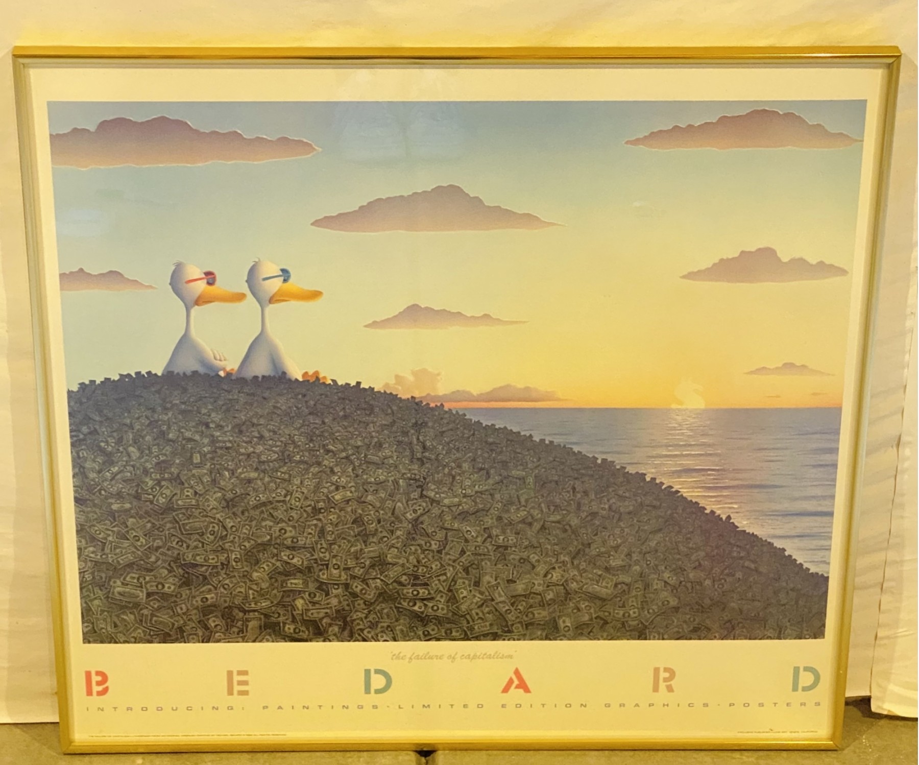 24x36 MICHAEL BEDARD SITTING DUCKS THE FAILURE OF CAPITALISM GOLD