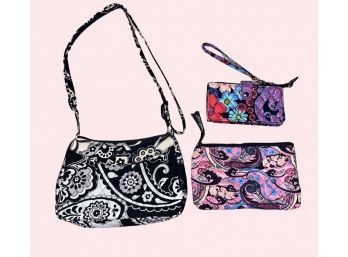 Adorable Vera Bradley Shoulder Bag And Wallet With Wrist Strap And Laurels Attic Wallet