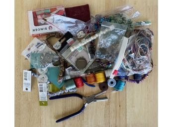 JEWELRY MAKERS: Large Collection Of Jewelry Making Supplies. Beads, Tools, String And More