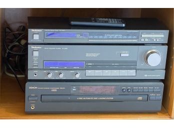 (3) DENON PCM Audio Technology/CD Auto Changer, Technics Stereo Tuner, Technics Stereo Amplifier