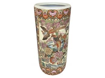 Large Asian Inspired Vase, Stands 18 Inches