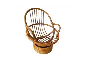 Mid Century Vintage Small Rattan Swivel Chair