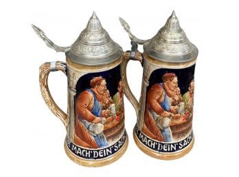 (2) Collectible Beer Steins Made In Germany