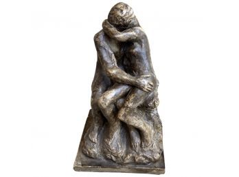 Mid Century Table Statue Of Couple Kissing. Stands 12 Inches
