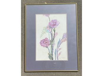 Jean F. Watson Hand Painted Watercolor Bouquet 20.5x26.5, Gold Ornate Frame