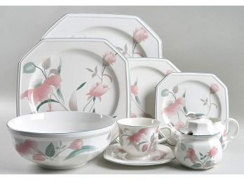 Mikasa China Set, Silk Flowers Design. Incomplete Set-26 Pieces