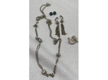 Necklace With Matching Earrings, Plus Two Extra Pairs Of Beautiful Earrings