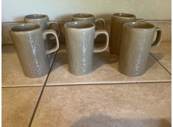 Beige Snowflake Coffee Mugs Set Of Six