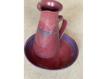 Lovely Red Pitcher And Saucer Signed On The Bottom 'Zappa'