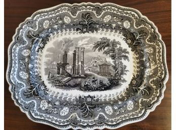 Black And White Acropolis Platter, 15'W