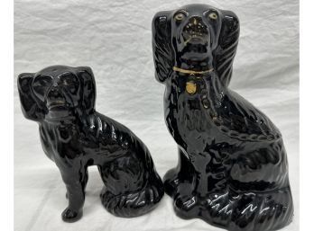 Rare Black Jackfield Staffordshire Ceramic Dogs