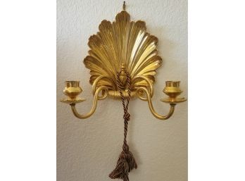 Hollywood Regency Style Vintage Clam-shell Double Candle Holder, 10'H