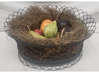 Basket Of Authentic Looking Fruit, 13.5 Across
