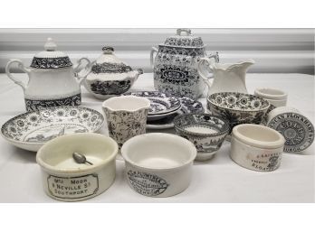 Collection Of Colonial Black And White Porcelain China