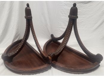 Two Beautiful Mahogany Wall Hanging Shelves