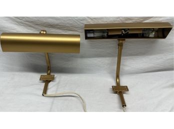 Pair Of Vintage Bronze Tabletop Clamp Lamps