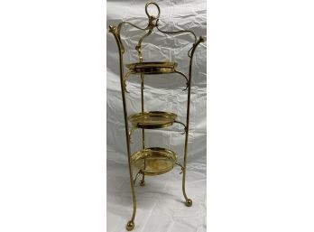 Three-tier Brass Serving Tray, 33in.