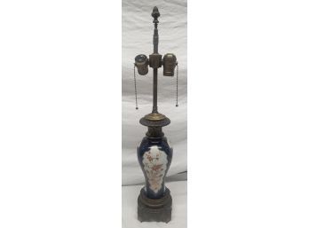 Vintage Floral Lamp W/2 Lights, 24 Inch