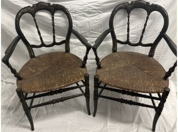 Pair Of Antique Rush Chair