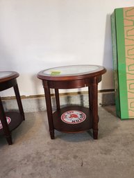 109 - BOSTON RED SOX FENWAY PARK ROUND GLASS-TOP END TABLE