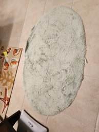 110 - SOFT LIGHT GREEN OVAL SHAG AREA RUG