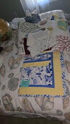 136 - LOT OF COASTAL & HANDMADE TEXTILES