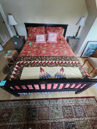 008 - QUEEN SIZE BED WITH BLACK FRAME AND HEADBOARD