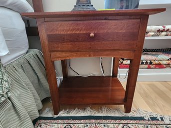 014 - WOODEN NIGHTSTAND WITH SINGLE DRAWER AND LOWER SHELF