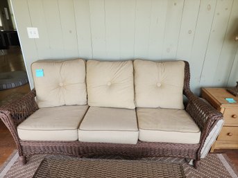 018 -  4-piece Wicker Furniture Set (sofa, 2 Chairs, Table With Glass Top) -  SEE ALL PICTURES