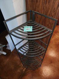 053 - METAL CORNER SHELF UNIT WITH MULTI-TIER STORAGE