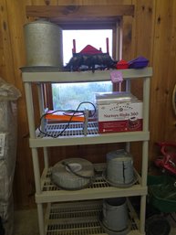 083 - ALL CONTENTS ON SHELF ONLY - CONTENTS ONLY  GALVANIZED POULTRY FEEDERS, WATERERS - SHELF NOT INCLUDED