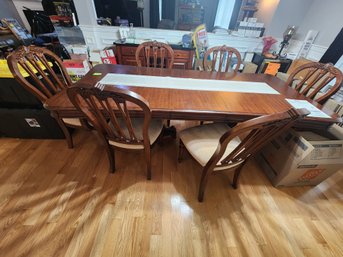 015 - Wooden Dining Table With Six Matching Chairs