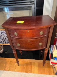 022 - ANTIQUE HALF-MOON ACCENT TABLE WITH TWO DRAWERS