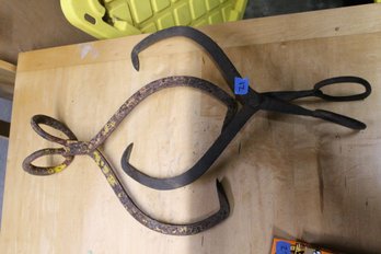 20         2 ANTIQUE CAST IRON HAY/ ICE GRABBERS