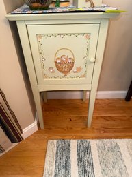 037 - HAND-PAINTED WOOD CABINET WITH BASKET MOTIF
