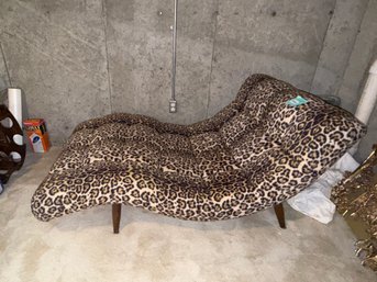 152 - MID-CENTURY MODERN WAVE LOUNGER  LEOPARD PRINT UPHOLSTERY