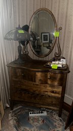 104 - Vintage Serpentine Dresser With Swivel Mirror