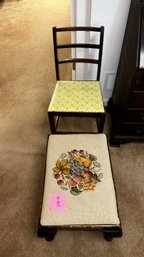 077 - CHAIR AND STOOL