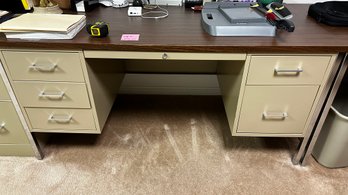 082 - VINTAGE OFFICE DESK WITH STORAGE