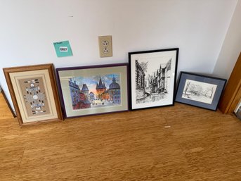 027 - Lot Of Framed Wall Art  Various Prints And Sketches