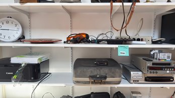 040 - Electronics Lot  Printers, DVD Player, Safe, And Accessories