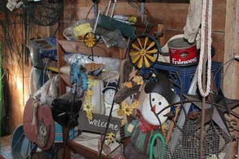 222 ~ WALL OF MISC LAWN DECOR AND MORE ( ONLY TAKE WHAT YOU WANT )