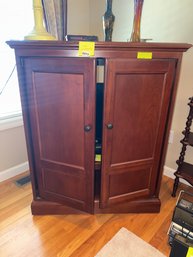 016 - DARK WOOD DOUBLE-DOOR TV ARMOIRE
